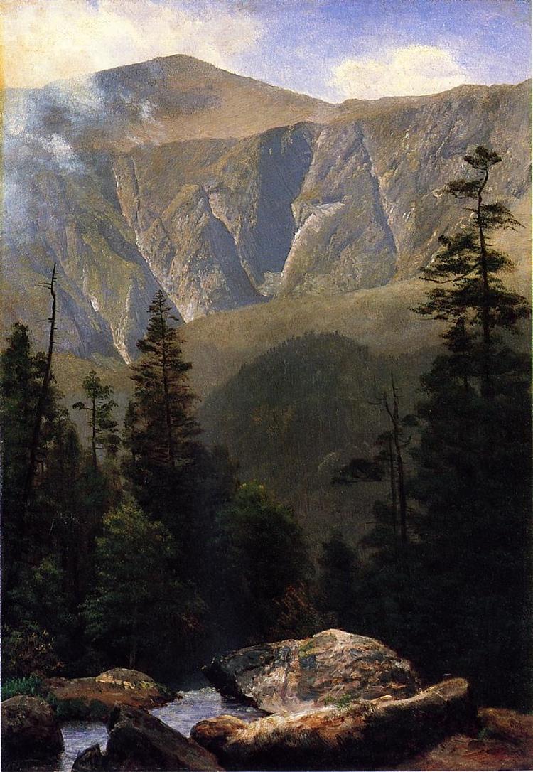 Albert Bierstadt Oil Painting Mountainous Landscape - Click Image to Close